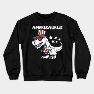 Kids Amerisaurus T-Rex Dinosaur Dino 4th Of July Toddler Boy Crewneck Sweatshirt